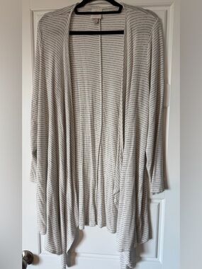 Knox Rose Creamy white  and Gray Striped Knit Cardigan